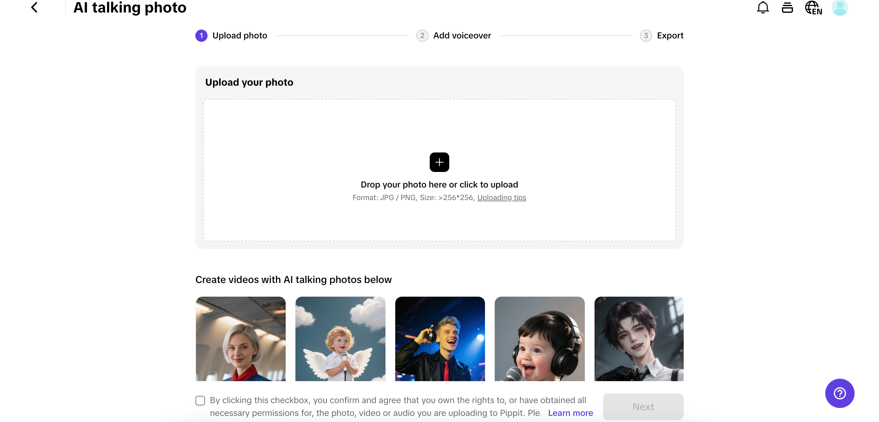 AI talking photo feature