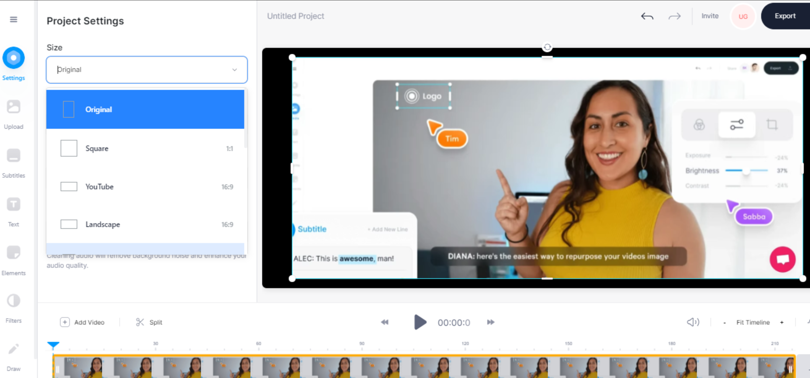 Veed.io - a free online tool for converting text to animated videos