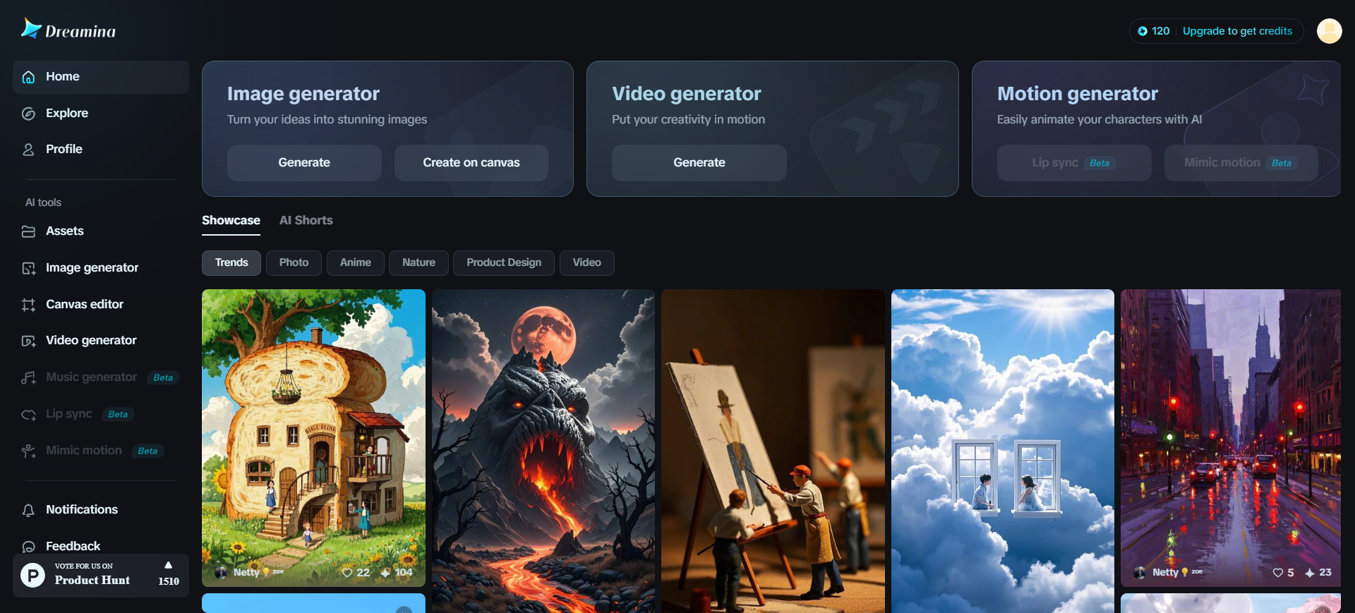 Página Inicial do Dreamina