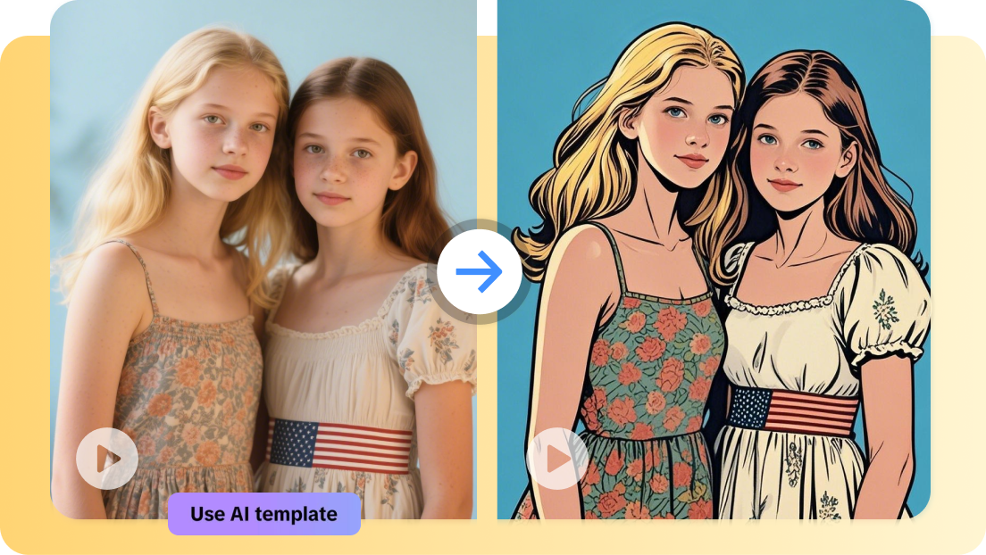 Use modelos virais prontos para editar IA