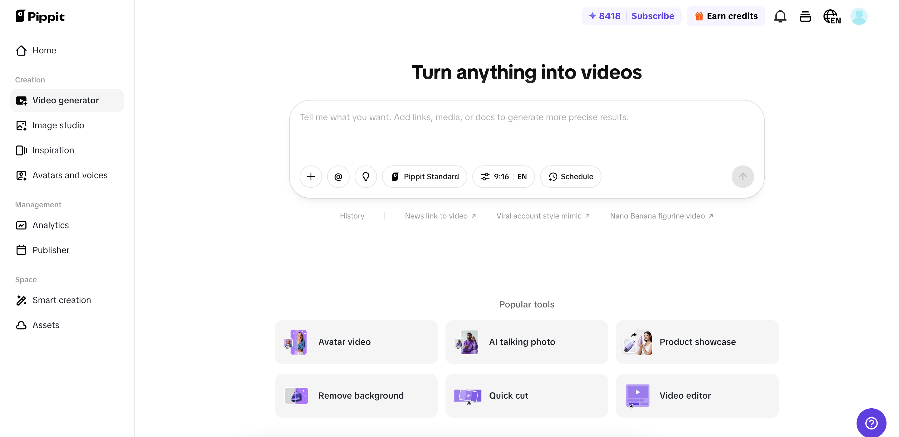 Войдите в Pippit