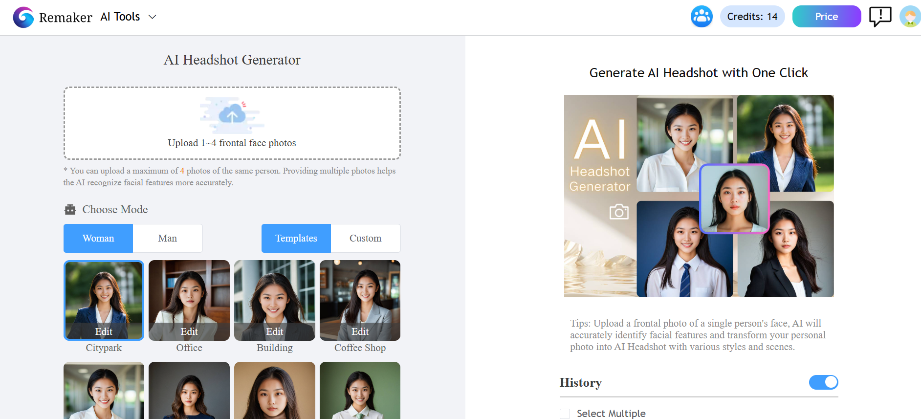Remaker AI LinkedIn headshot generator