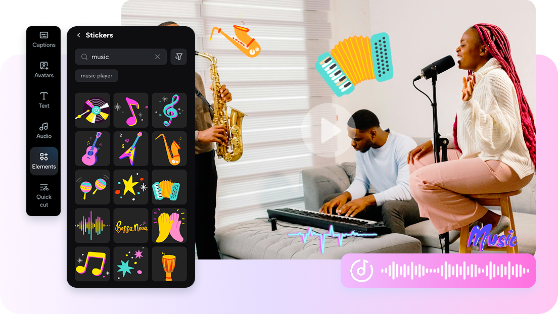 Stunning musical stickers for unique visuals 