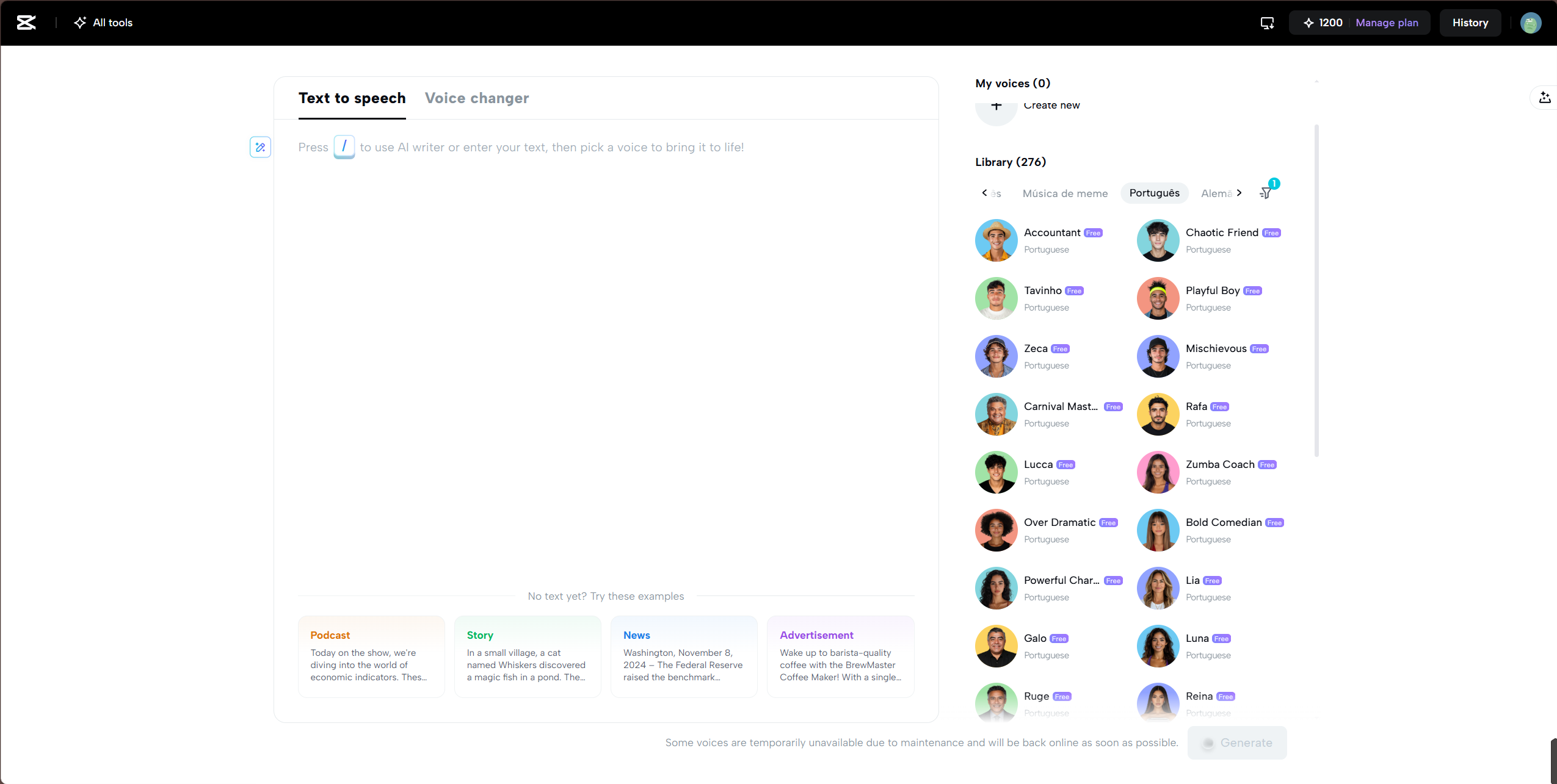 choose AI voice in CapCut