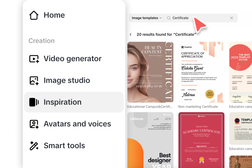 Creating certificate with Pippit
