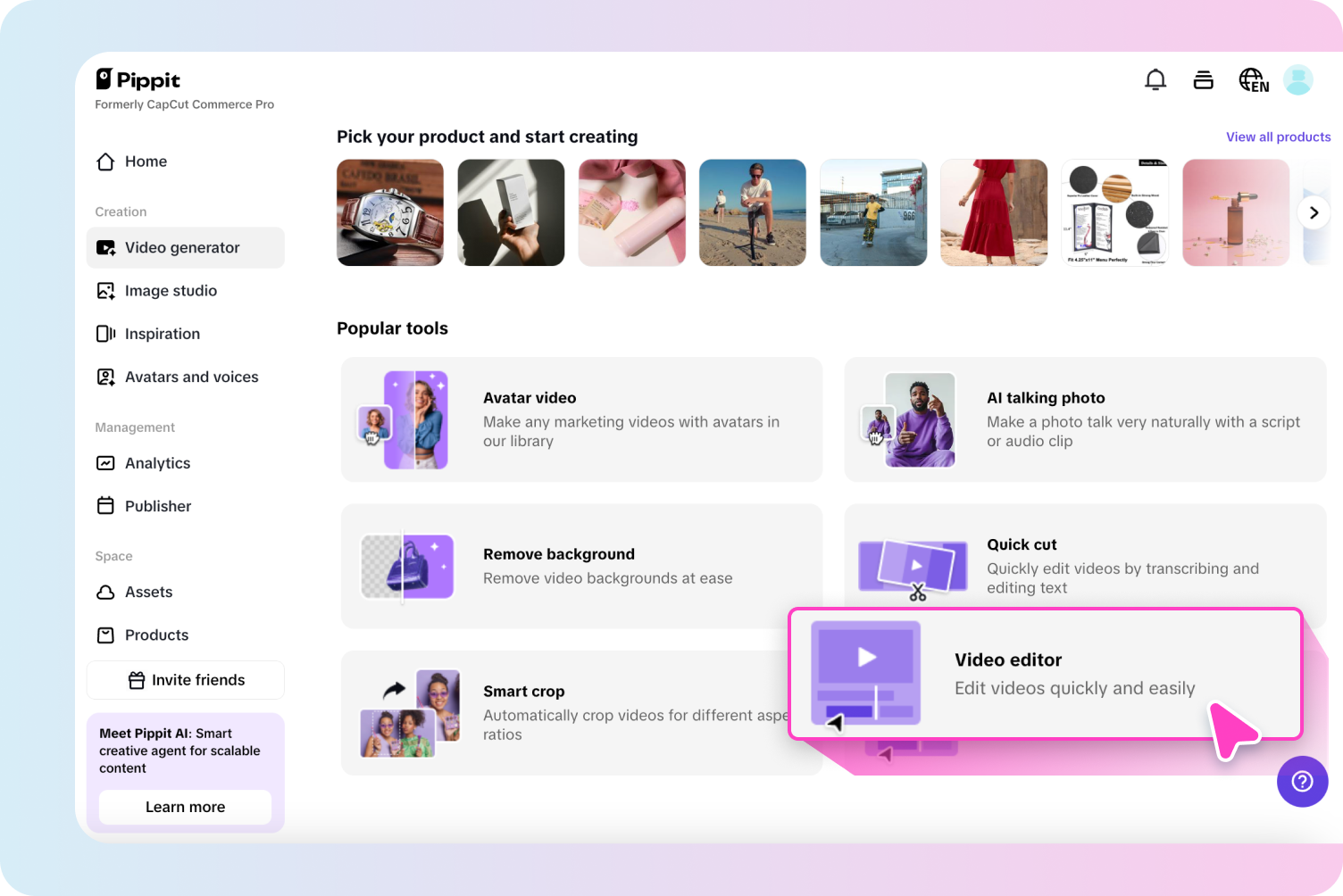 Access Video editor and upload media