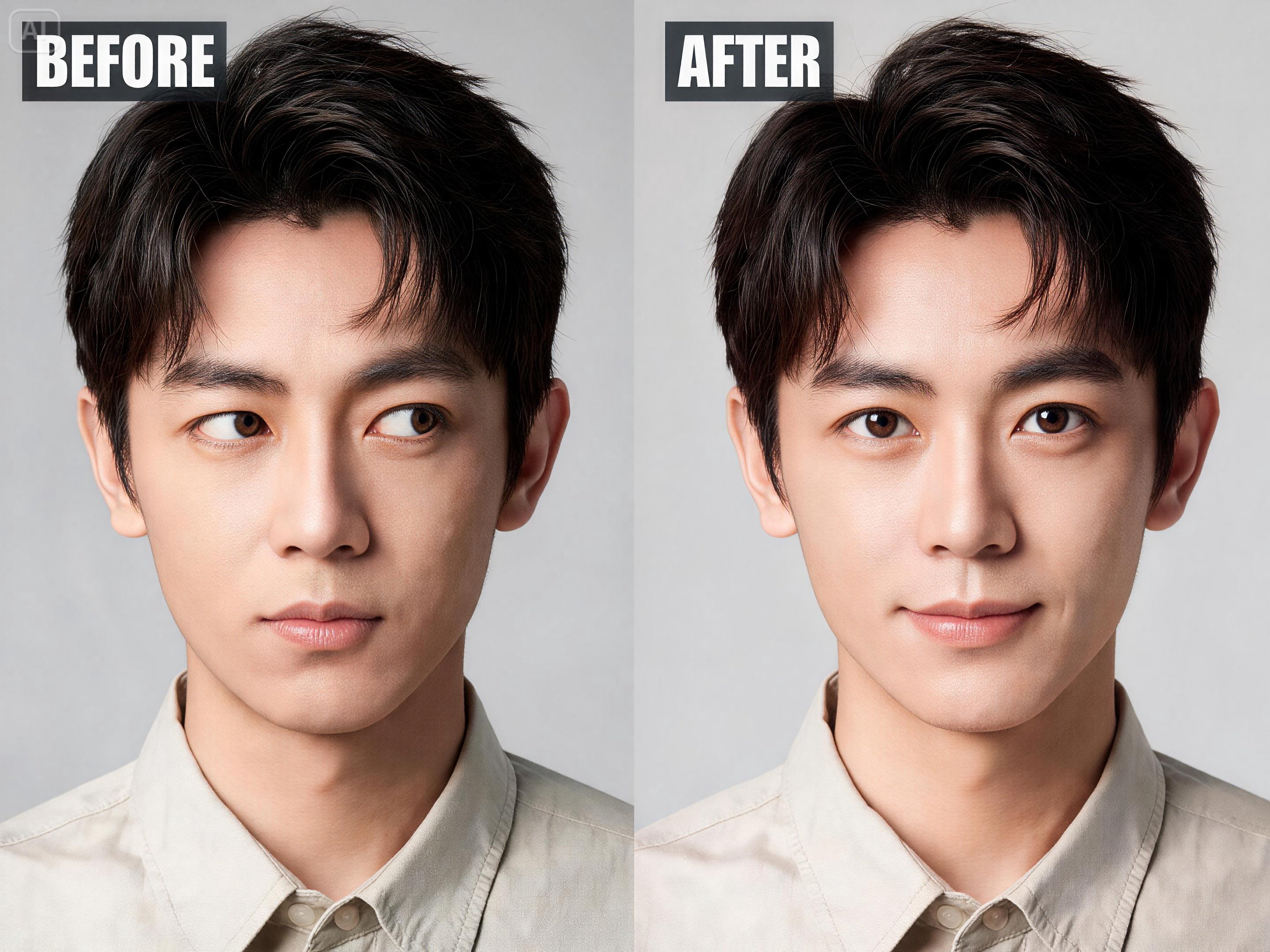 Prompt for correcting eye direction in a headshot