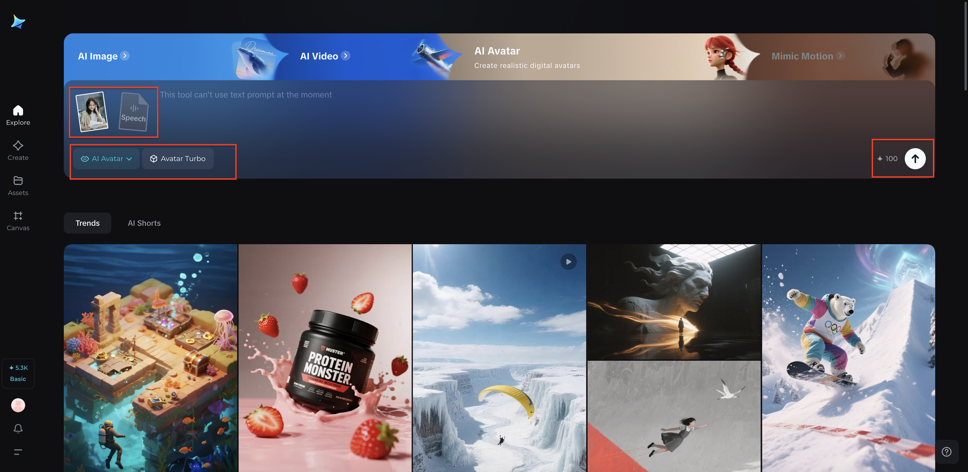 Select AI model and generate avatar