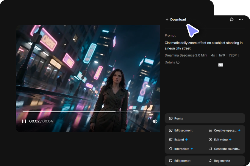 A screenshot of the Download section in Dreamina