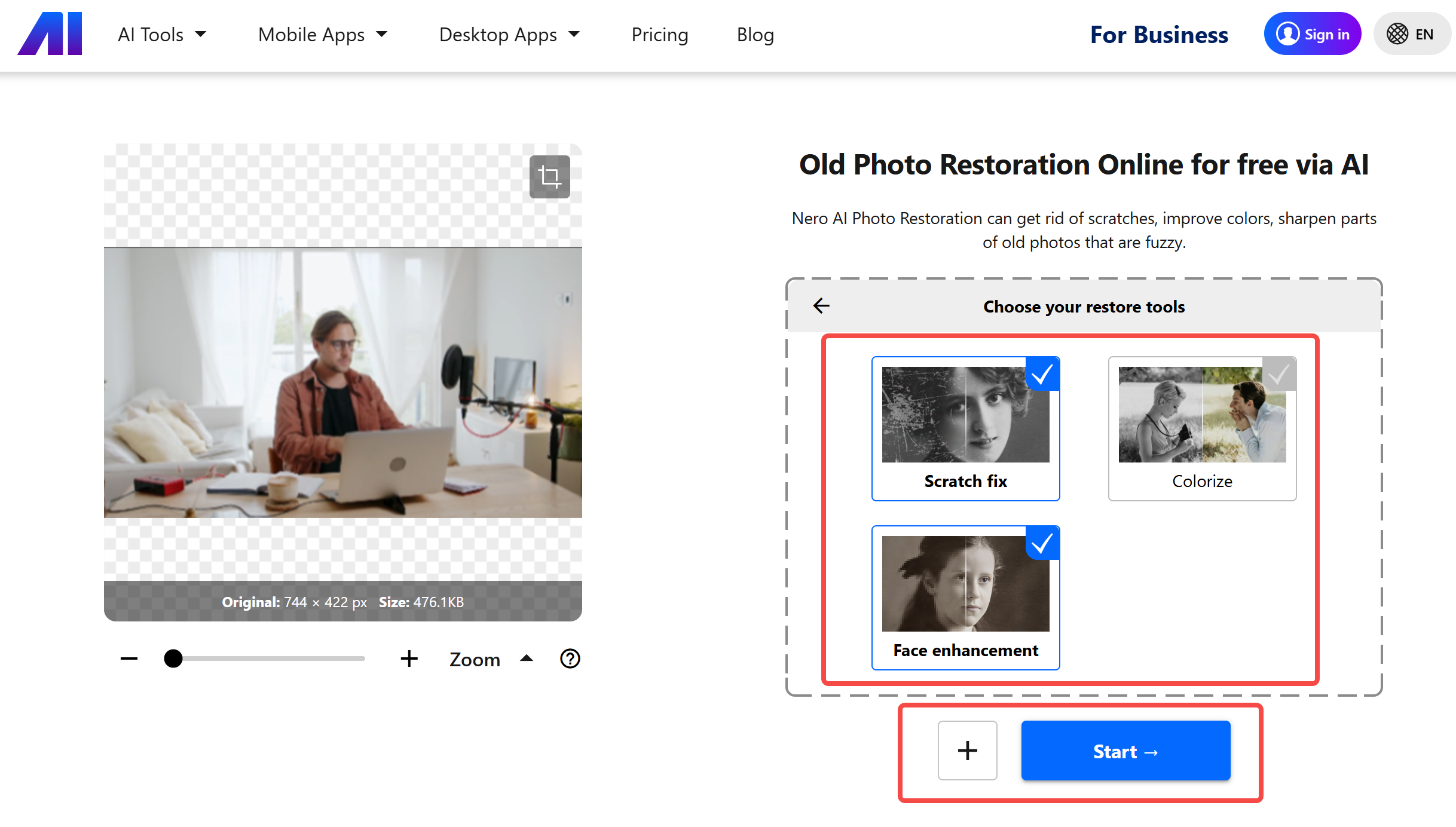 Showing how to use Nero Software photo restoration software