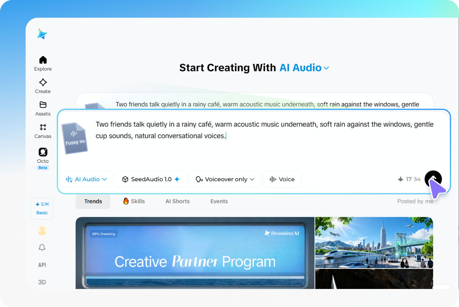 Describe the audio or upload a reference