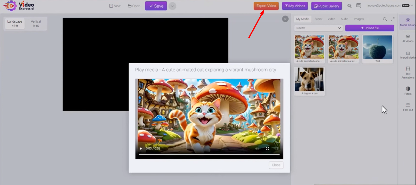 Downloading video from Video Express AI