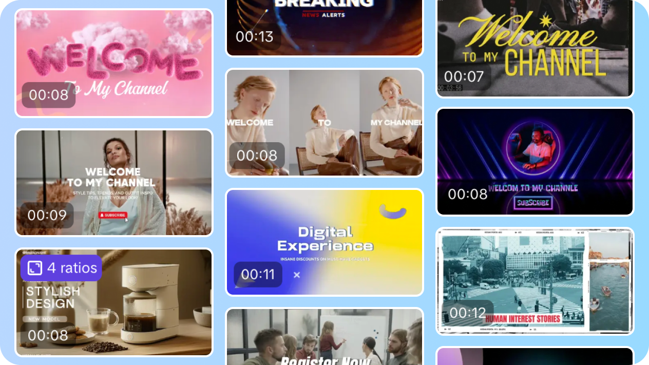 Preset YouTube ad templates