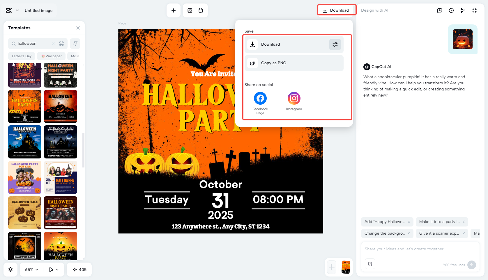 Export the Halloween image