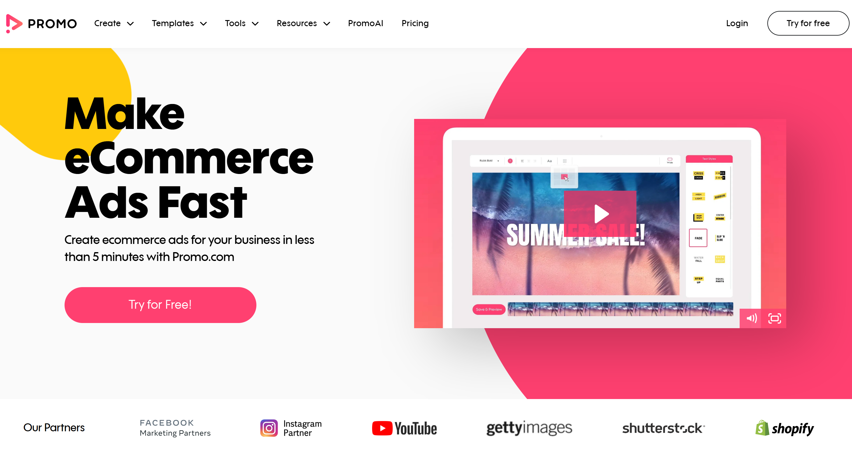 A Promo AI felülete - egy másik eszköz marketingvideók készítéséhez