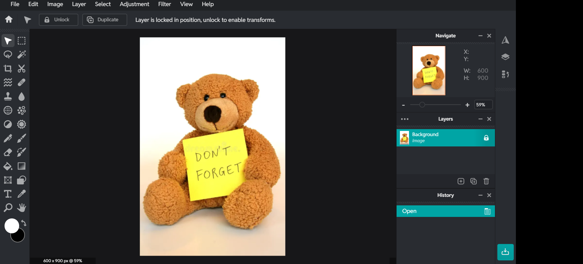 Interfaccia di Pixlr