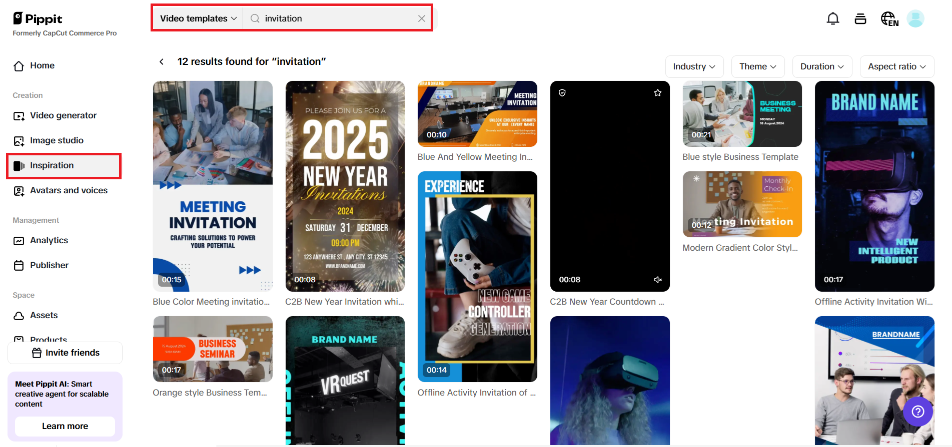 Find inspiration and select a template