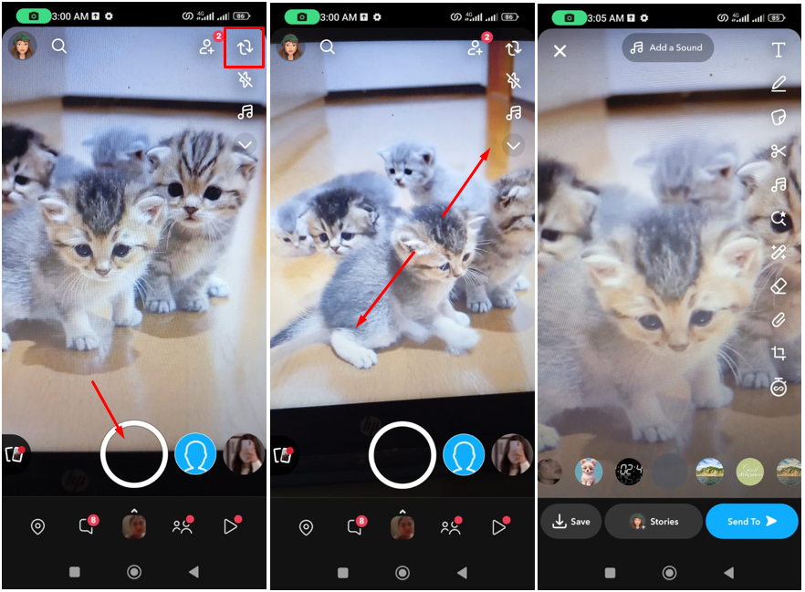 Image showing how to zoom out on Snapchat while taking a photo