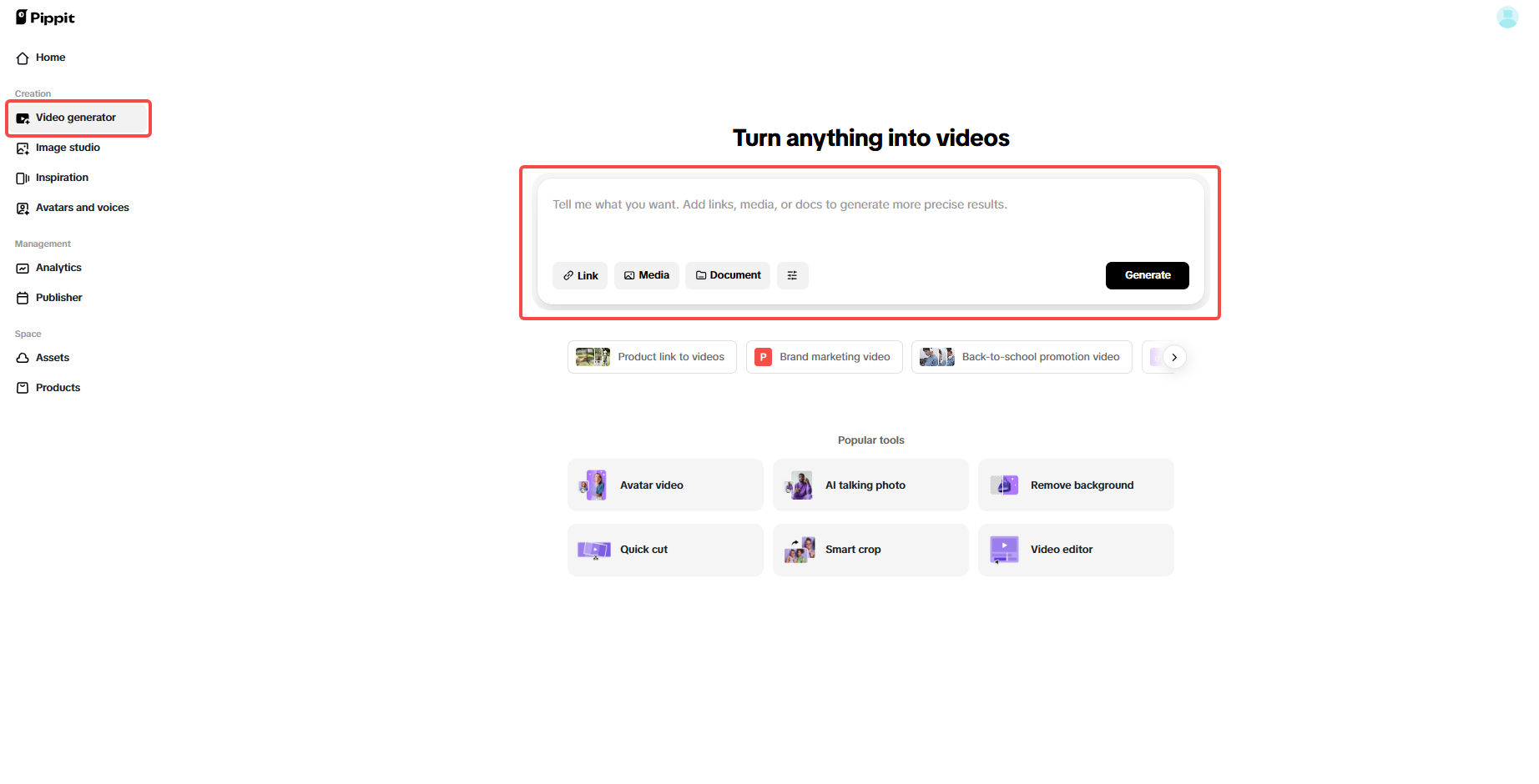 Upload product links or media
