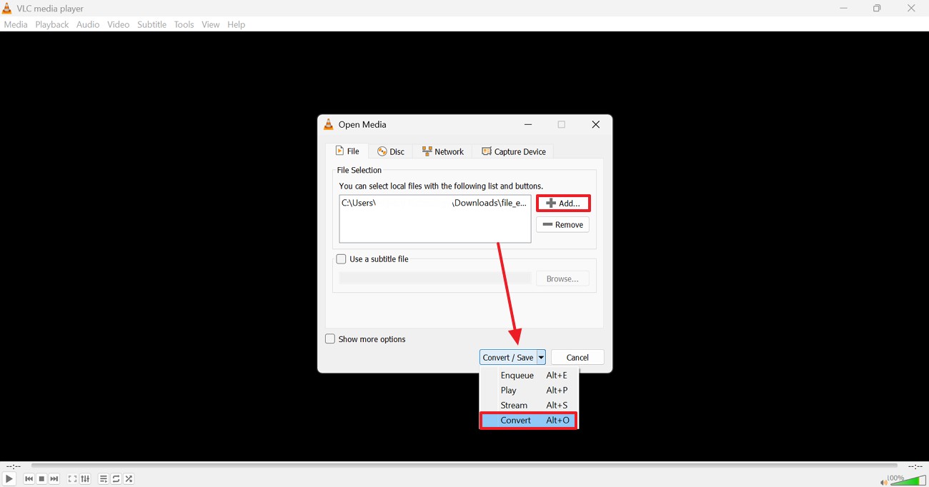 importar vídeo para converter no vlc