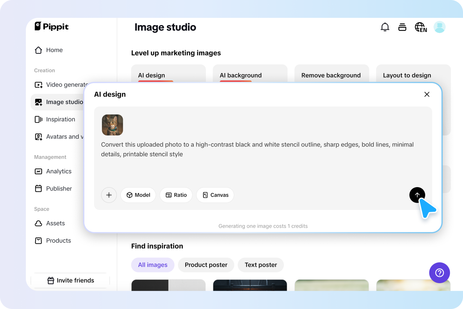 enter prompt and generate stencil