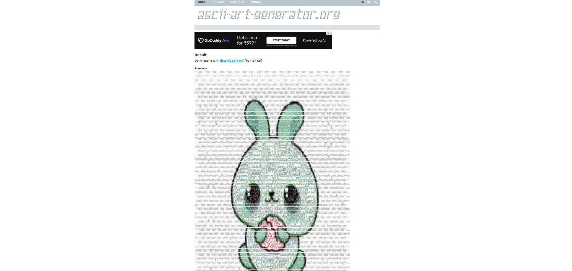 ASCII-Art-Generator interface