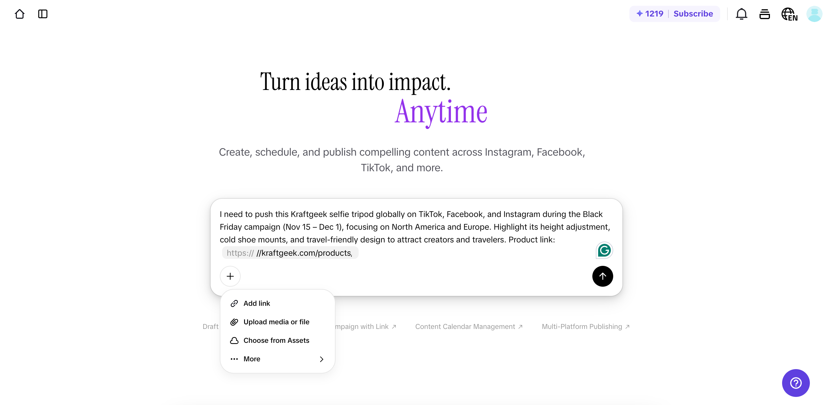 Write simple prompt for complete planing