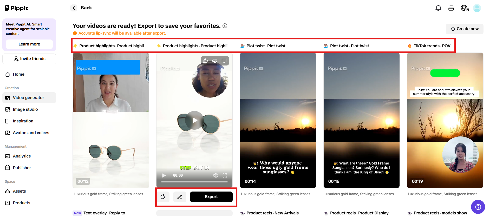 Preview videos and click Quick edit