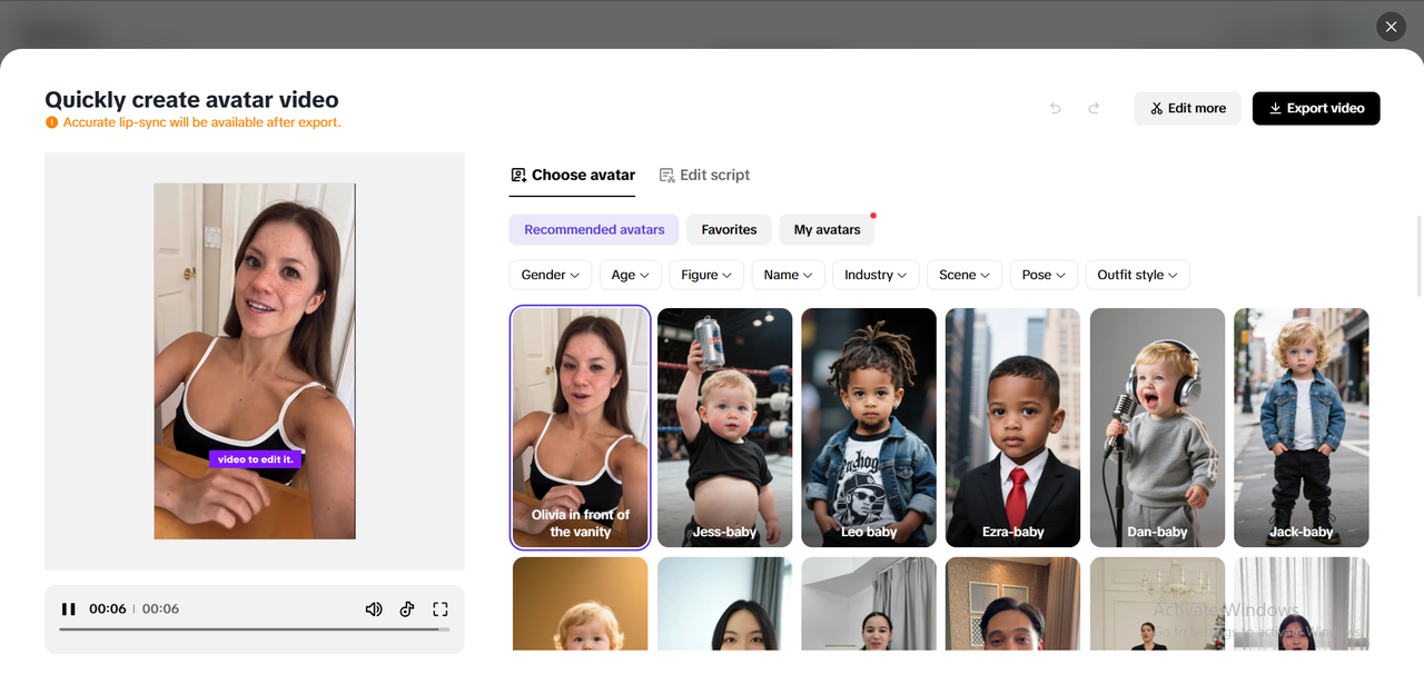 Diverse avatar selection