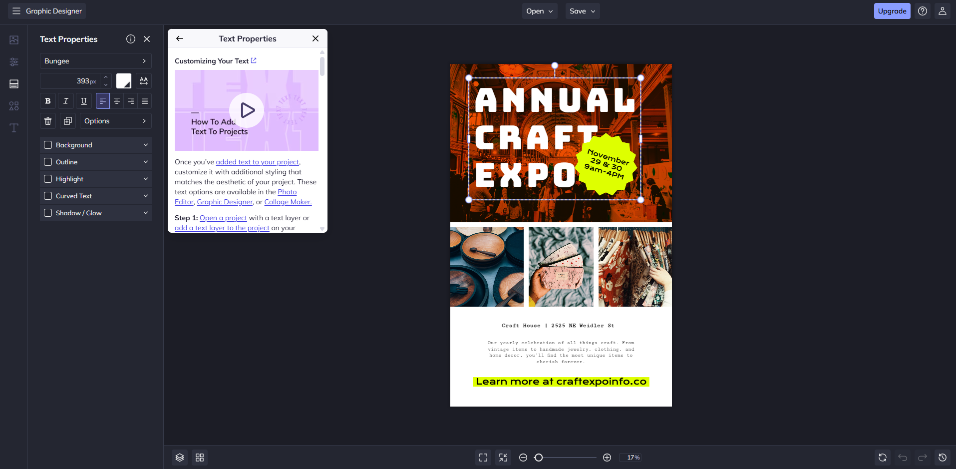 Interface of BeFunky