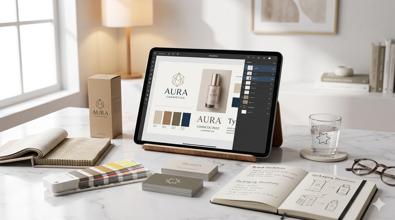 Dreamina AI สร้างสินทรัพย์การสร้างแบรนด์ผลิตภัณฑ์ด้วยสีที่สม่ำเสมอกับแบรนด์ แบบจำลองบรรจุภัณฑ์ และองค์ประกอบหลายชั้นสำหรับการเริ่มต้นและเวิร์กโฟลว์แบรนด์ระดับองค์กร