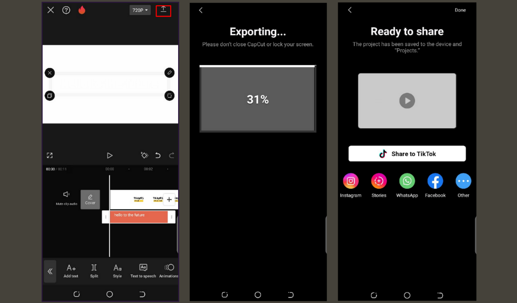 Export and share 