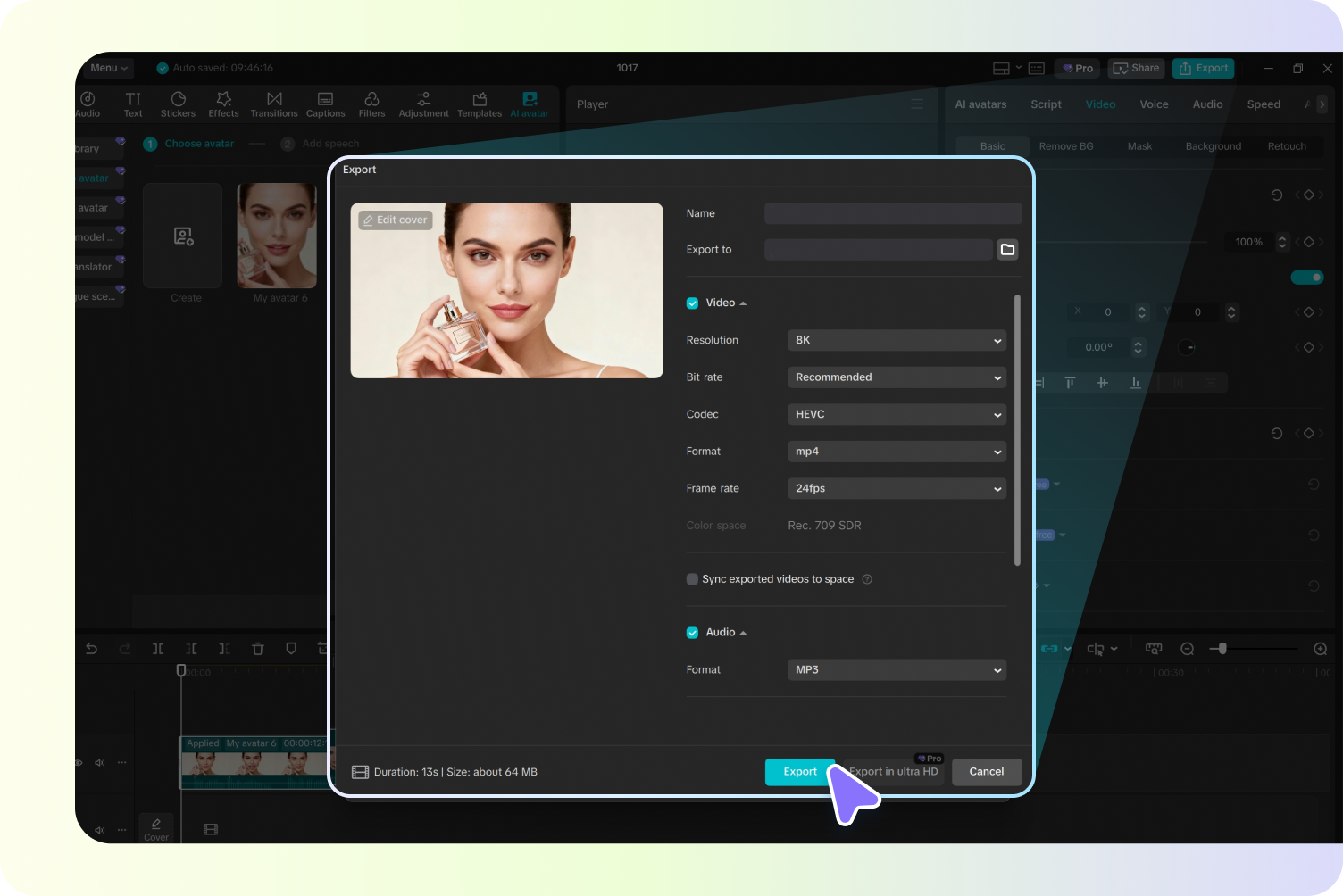 Export and share your AI avatar video for Black Friday promotions