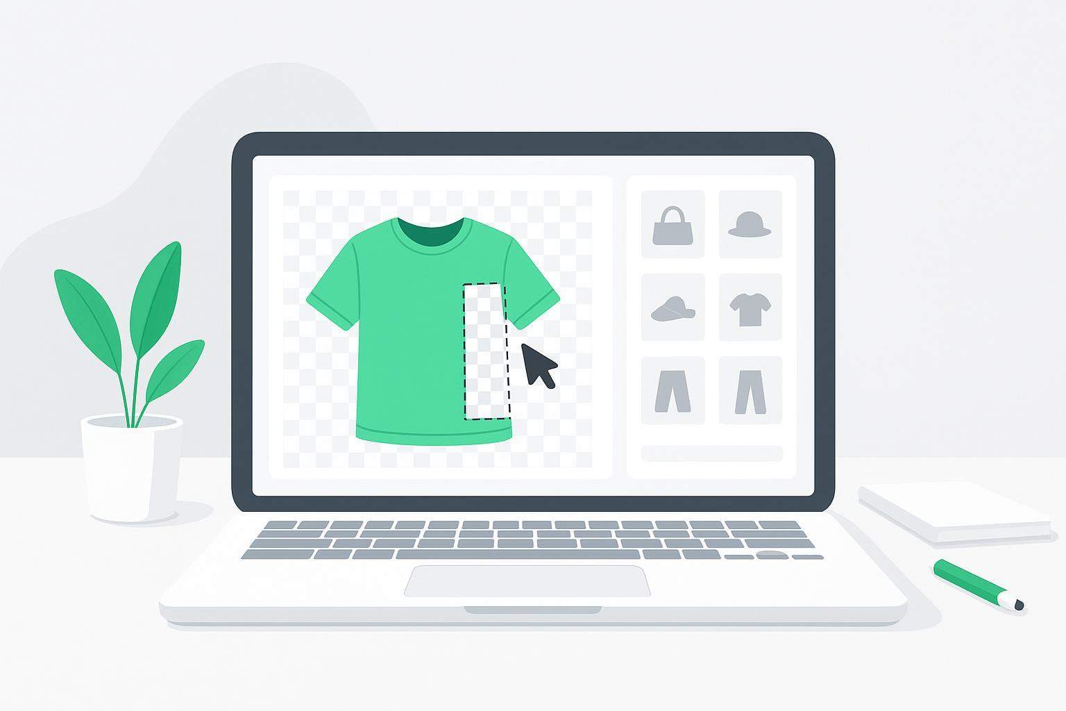 A product photo being cut out to a transparent background for Magento product images.