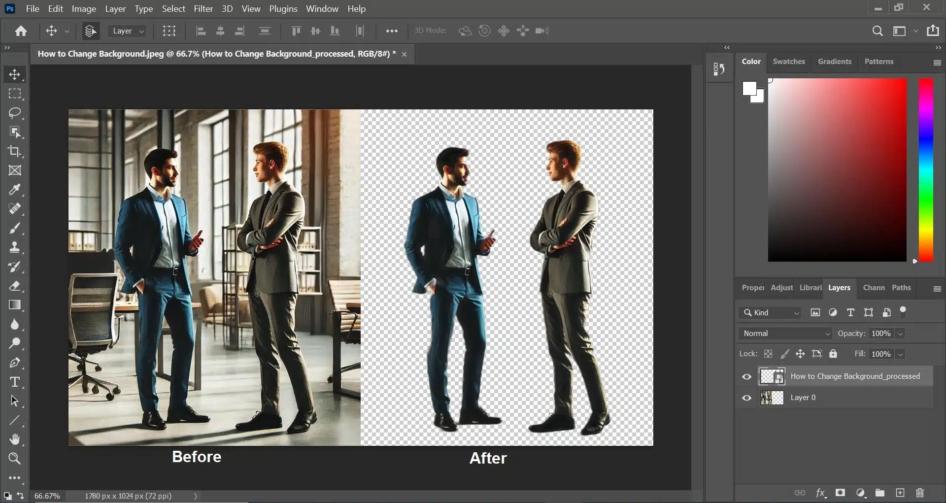 Photoshop change background interface