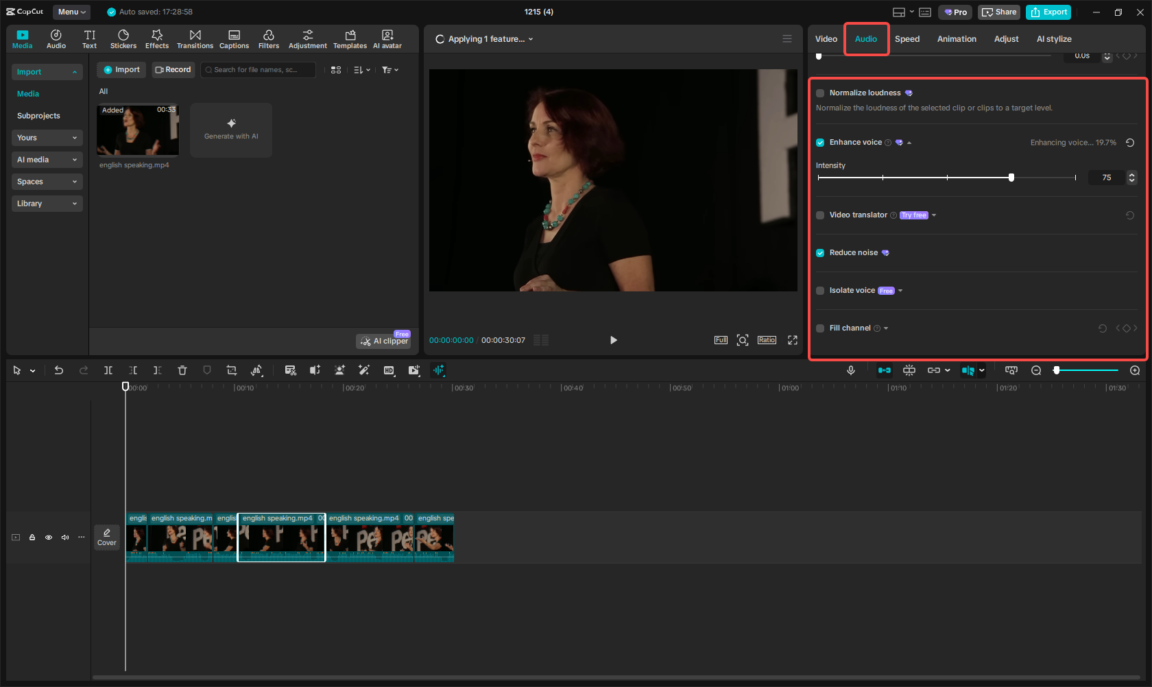 Enhance the video quality