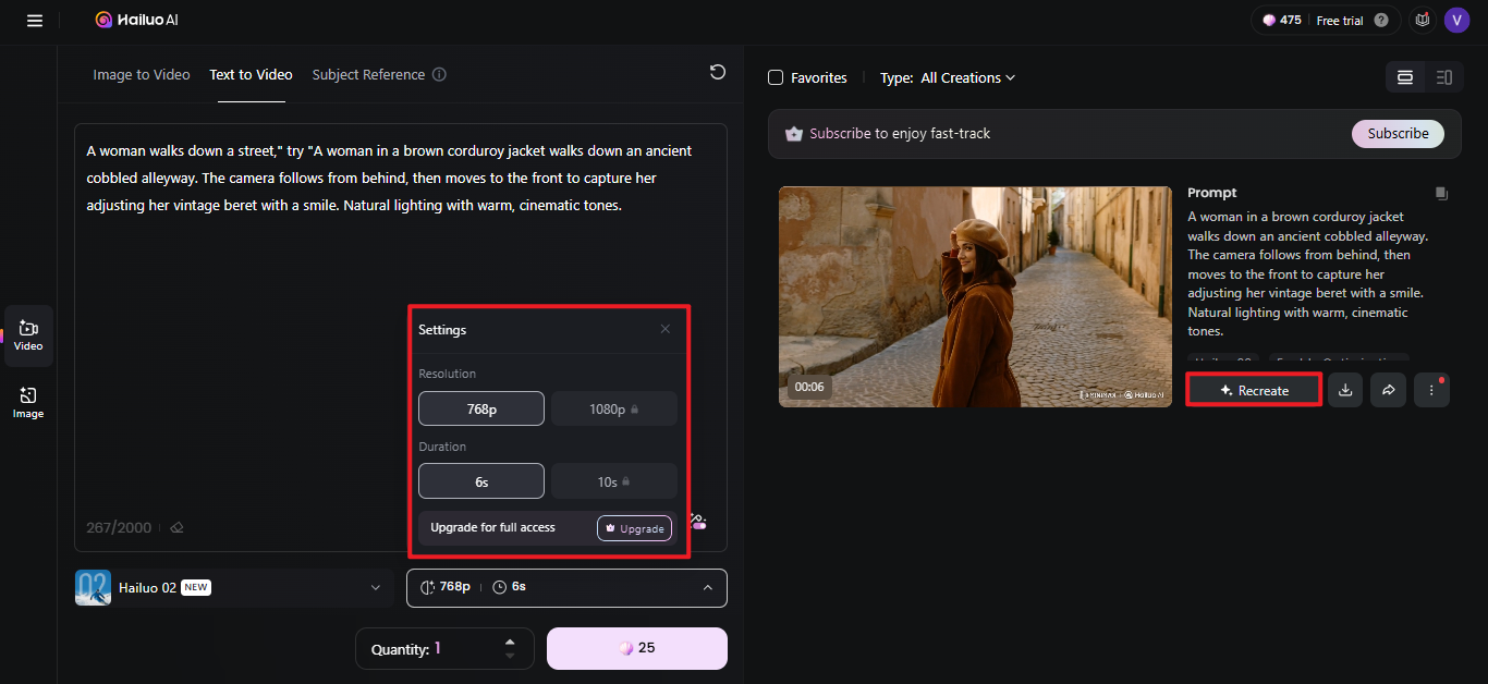 Generator video MiniMax