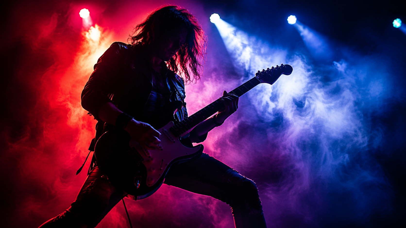 Dreamina AI rockstar filter prompt example 1: Stage Lit Rockstar Portrait