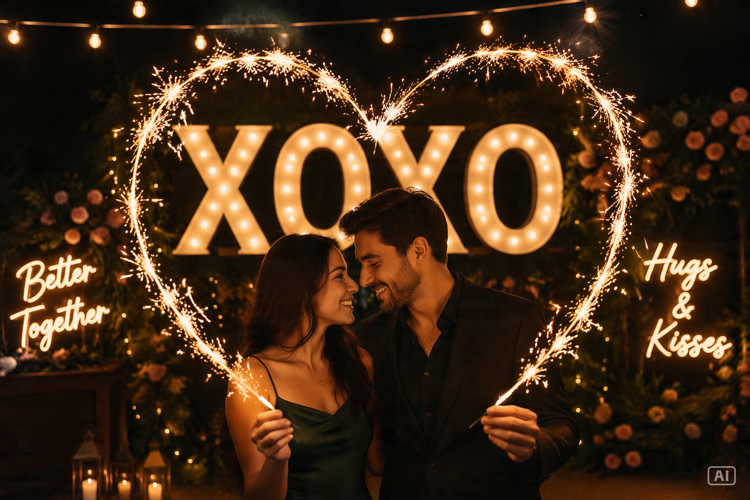 Sparkler XOXO photo booth generated by Pippit