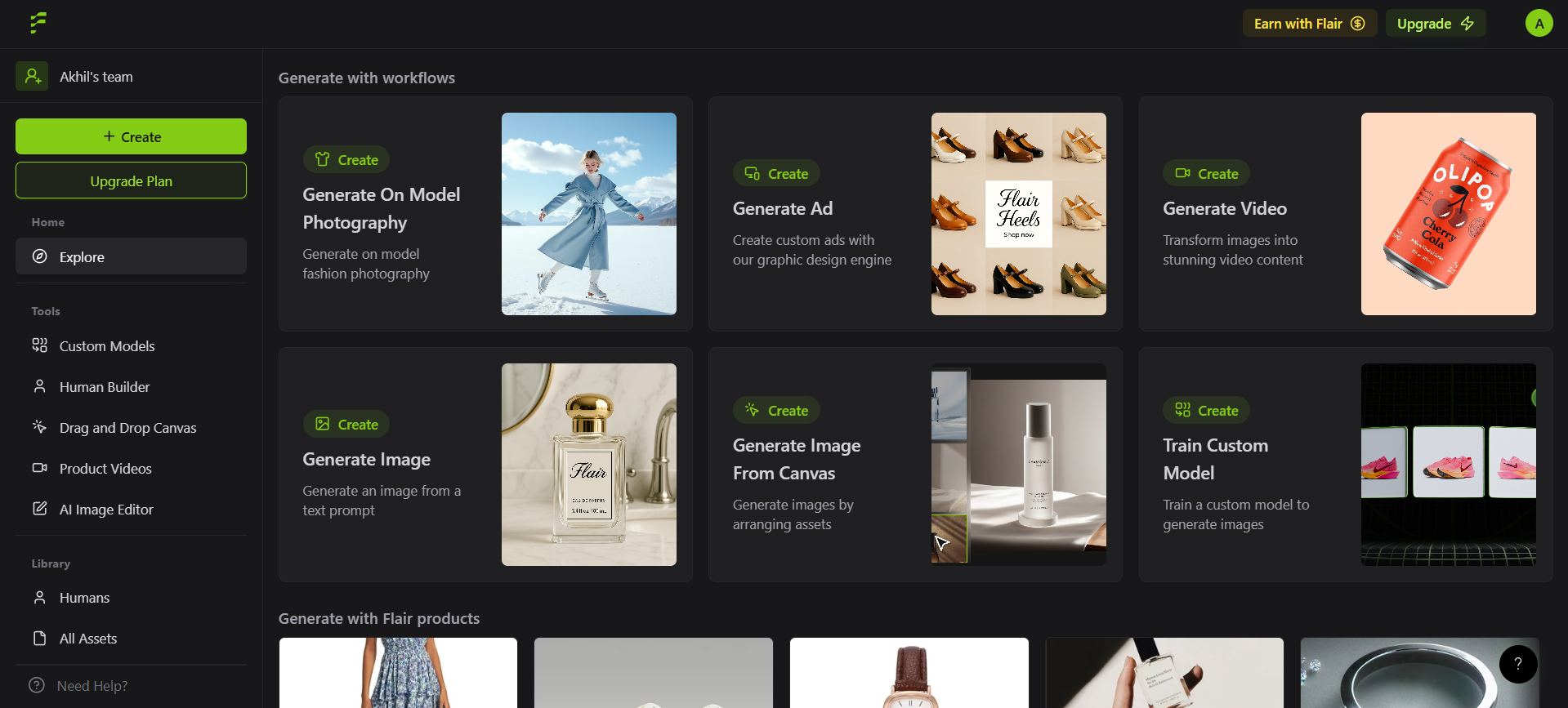 Interface de Flair.ai