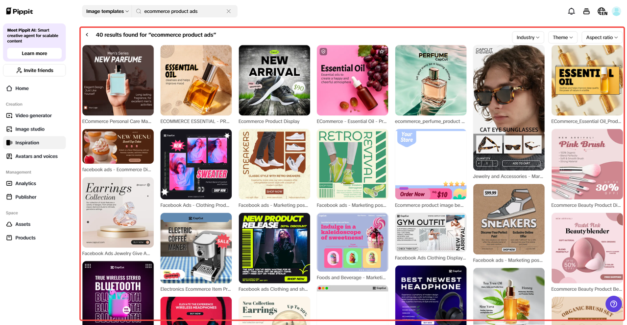 Various customizable image templates