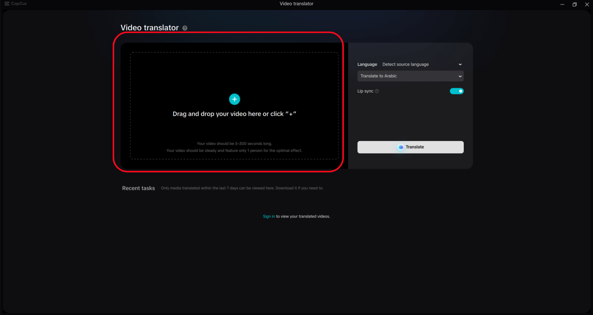Upload your video to the CapCut desktop video translator