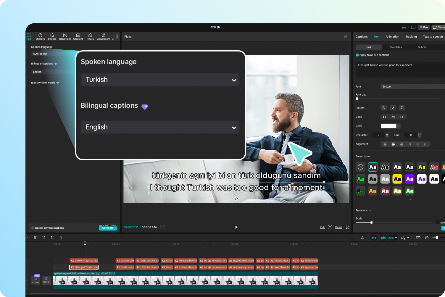 Automatically translate from Turkish to English 