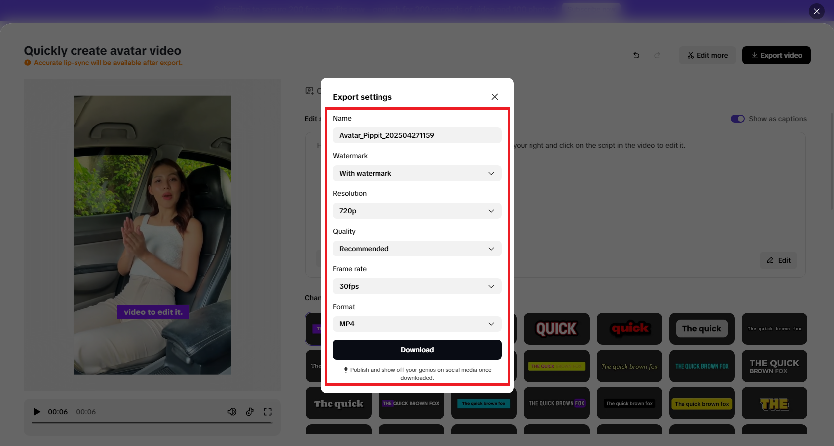 Advanced exporting options