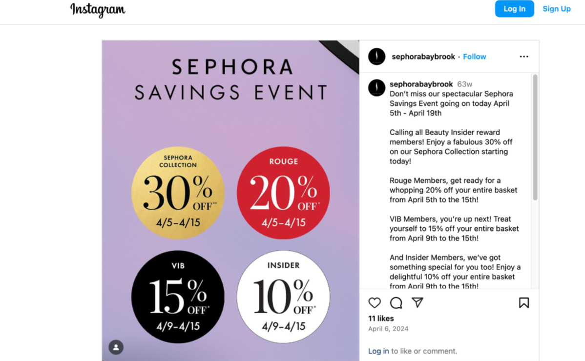 Sephora - "Beauty Insider Belohnung"