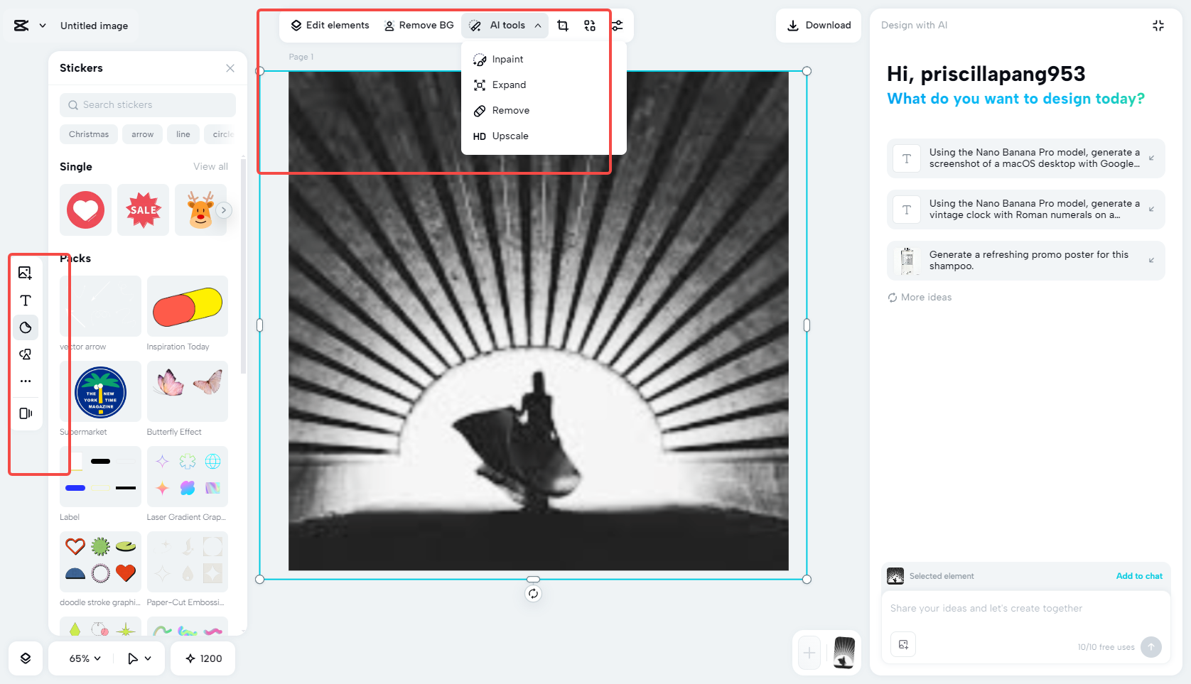 Enhancing the negative space photo with AI tools in CapCut