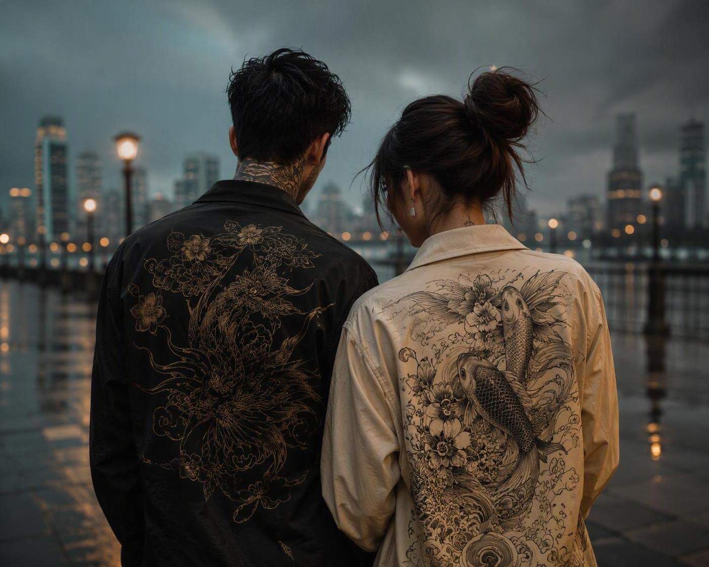 AI Tattooed Couple Portrait on the Back Trend hero visual 3