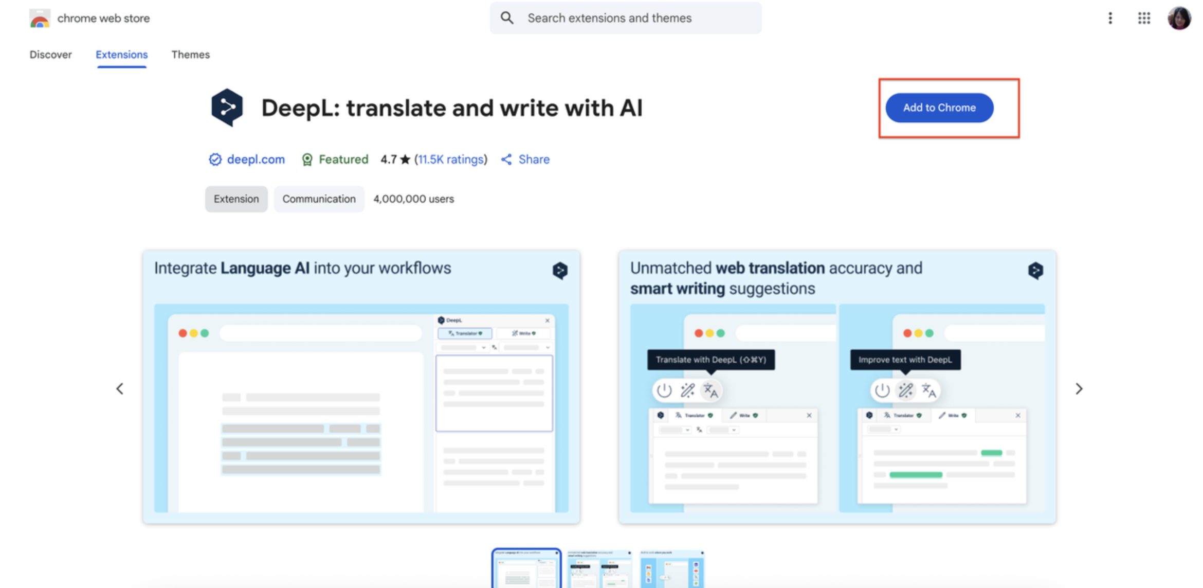 Install DeepL extension