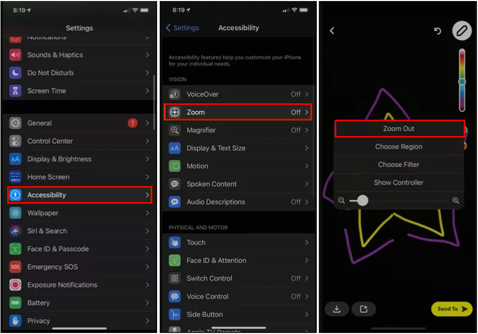 Image showing how to zoom out on Snapchat while drawing