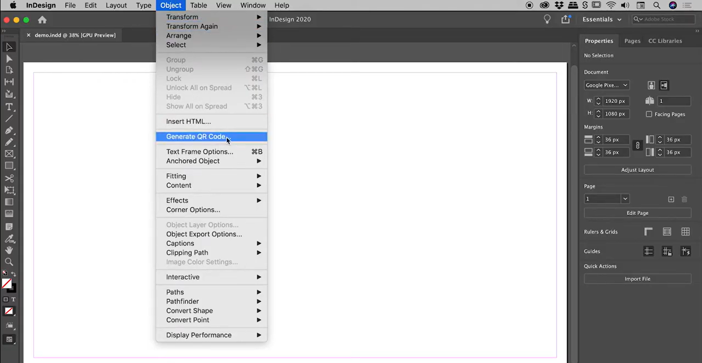 Select the "Generate QR Code" option